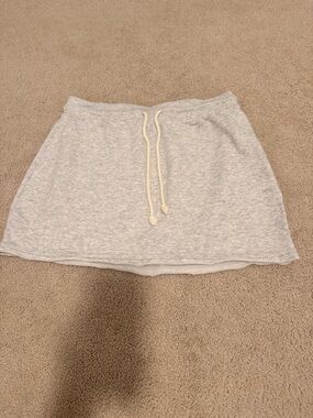 American Eagle Outfitters Light Heather Gray Drawstring Mini Skirt